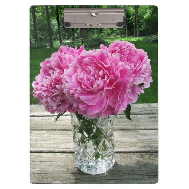 Carpeta De Pinza Tablero rosado de los Peonies (Anverso)