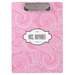 Carpeta De Pinza Tablero rosado personalizado de Paisley