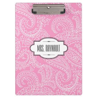 Carpeta De Pinza Tablero rosado personalizado de Paisley
