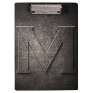 Carpeta De Pinza Tablero rústico metalizado del monograma de M