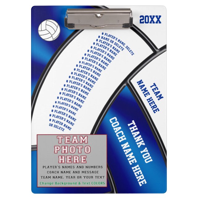 Carpeta De Pinza Tableros personalizados del voleibol para los (Anverso)