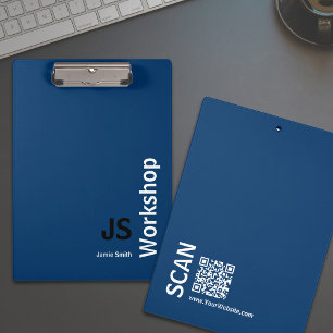 Carpeta De Pinza Taller mínimo de Iniciales en Blanco Azul Negro