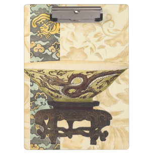 Carpeta De Pinza Tapicería asiática con diseño del cuenco y del