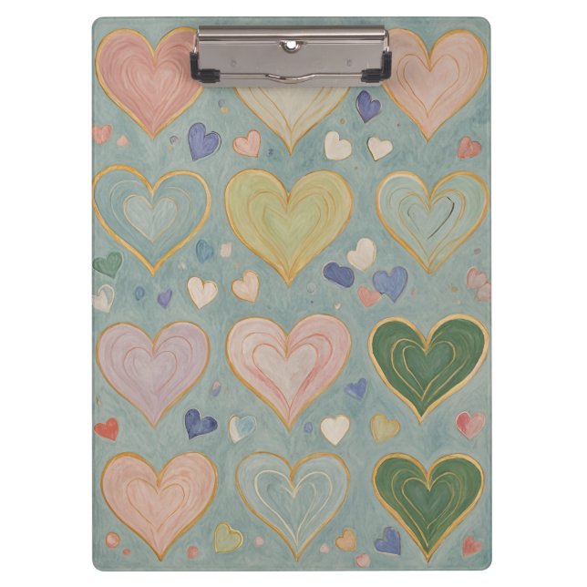 Carpeta De Pinza Tapiz del corazón Pastel (Anverso)