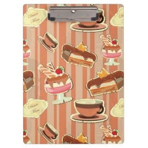 Carpeta De Pinza Tarjeta del vintage con un postre de la fresa