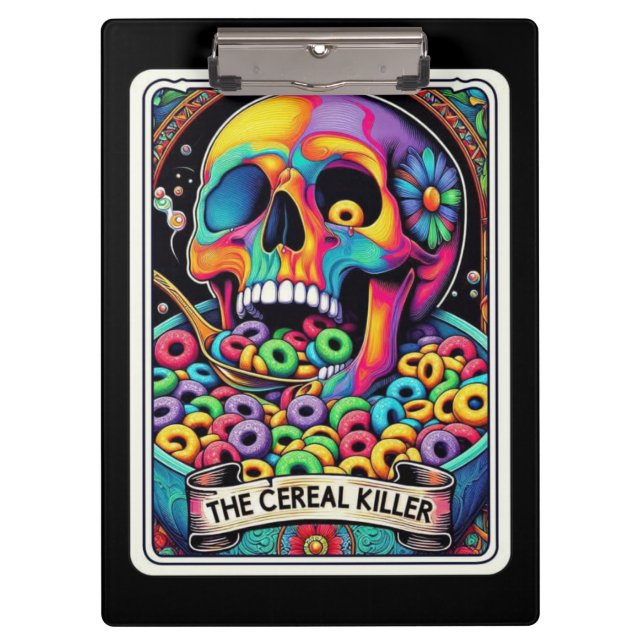 Carpeta De Pinza Tarot Cereal Killer – Cráneo comiendo cereal, Oscu (Anverso)