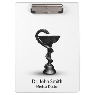 Carpeta De Pinza Tazón de serpiente médica Hygieia Caduceus blanco 