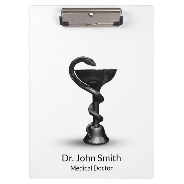 Carpeta De Pinza Tazón de serpiente médica Hygieia Caduceus blanco  (Anverso)