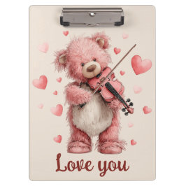 Carpeta De Pinza Te Amo Teddy con Violín