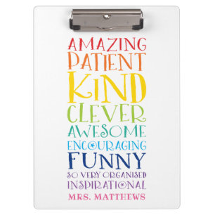 Carpeta De Pinza TEACHER atrevido color arcoíris pila de palabras p