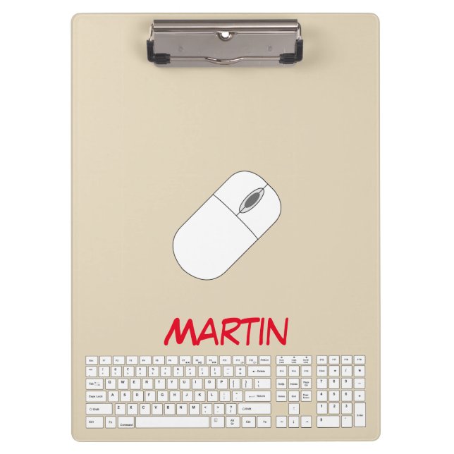 Carpeta De Pinza Teclado blanco, ratón y lápiz (Anverso)