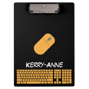 Carpeta De Pinza Teclado naranja, ratón y lápiz