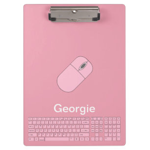 Carpeta De Pinza Teclado rosa, ratón y lápiz