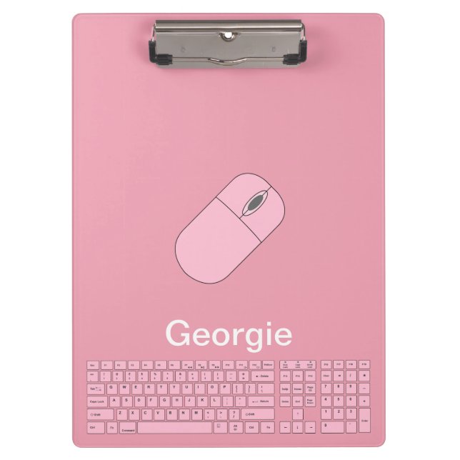 Carpeta De Pinza Teclado rosa, ratón y lápiz (Anverso)