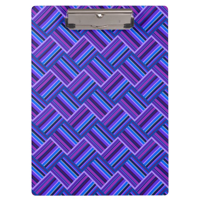 Carpeta De Pinza Tejidos de rayas azules y violetas (Anverso)