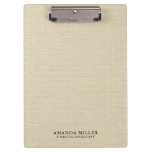 Carpeta De Pinza Tela de lino beige natural con tipografía gris 3