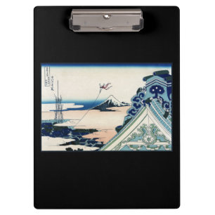 Carpeta De Pinza Templo Honganji Vista del Monte Fuji Grabado Japon