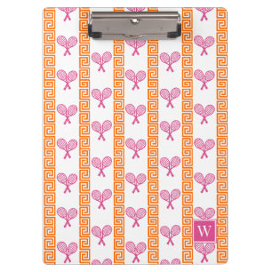 Carpeta De Pinza Tenis Estampado de Llave Griega Rosa y Naranja