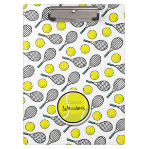 Carpeta De Pinza Tennis Balls Racquet Col NOMBRE Clipboard