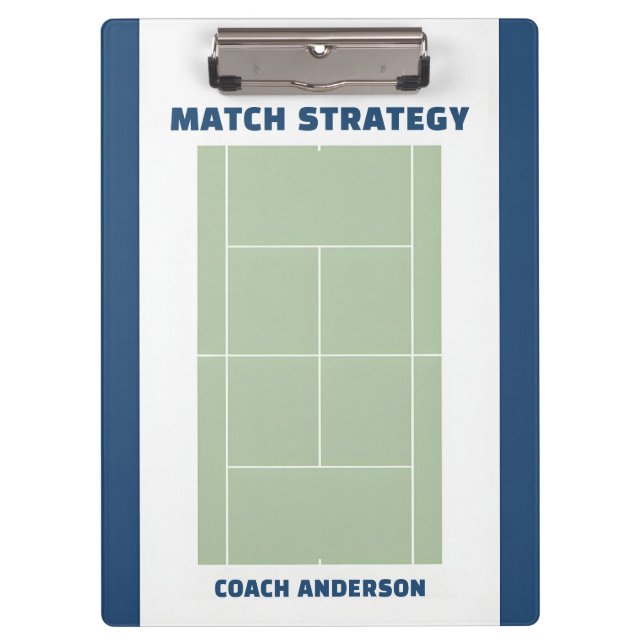 Carpeta De Pinza Tennis Coach Name Tactical Court Match Strategy (Anverso)