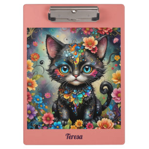 Carpeta De Pinza TERESA ~ Gato negro lindo ~