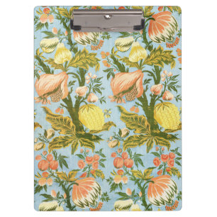 Carpeta De Pinza Textil Clásico de Damasco de Frutas Florales Barro