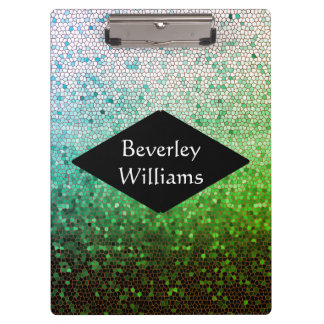 Carpeta De Pinza Texto de nombre personalizado Sparkling Green Clip