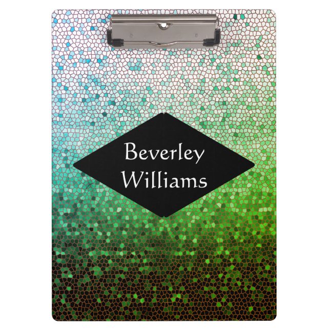 Carpeta De Pinza Texto de nombre personalizado Sparkling Green Clip (Anverso)