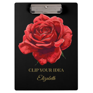 Carpeta De Pinza Texto de Personalizado Rosa elegante negro y crims