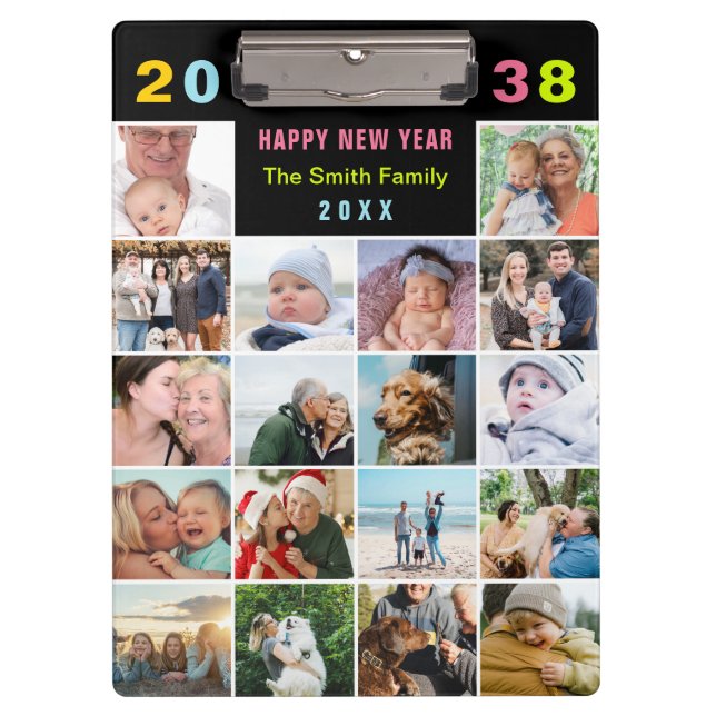 Carpeta De Pinza Texto moderno de Personalizado de Collage de fotos (Anverso)