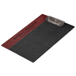 Carpeta De Pinza Textura De Cuero Negro Y Rojo