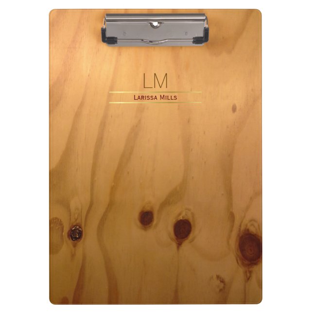 Carpeta De Pinza textura de madera elegante y rústica personalizada (Anverso)