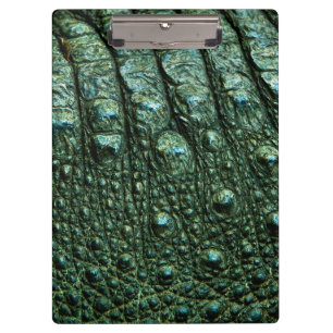 Carpeta De Pinza Textura de piel de caimán verde