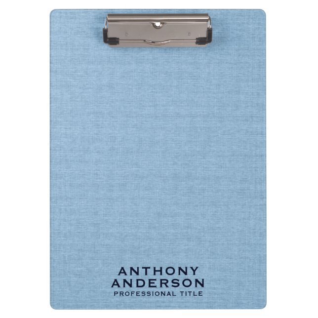 Carpeta De Pinza Textura de tela azul claro (Anverso)