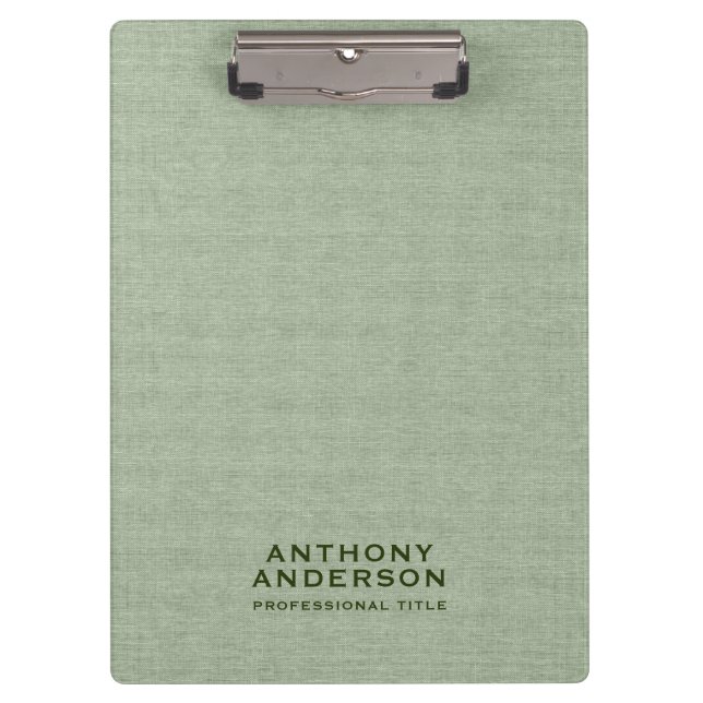 Carpeta De Pinza Textura de tela verde sabio (Anverso)