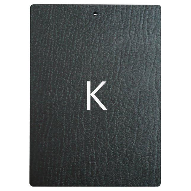 Carpeta De Pinza Textura Monogramada Faux Black Leather (Reverso)