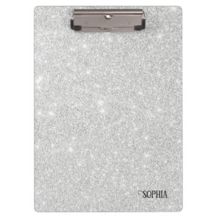 Carpeta De Pinza Textura Purpurina plateada Esparkling blanco brill
