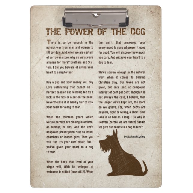 Carpeta De Pinza The Power of the Dog Poem - Rudyard Kipling  (Anverso)