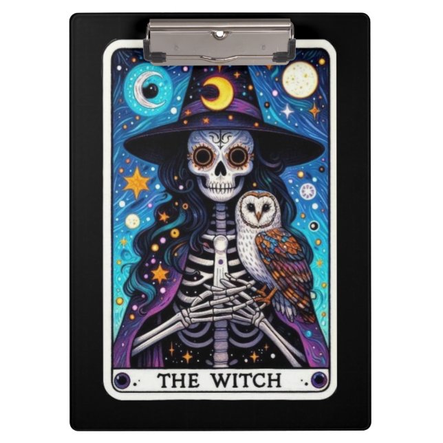 Carpeta De Pinza The Witch Tarot | Skeleton Witch with Owl (Anverso)
