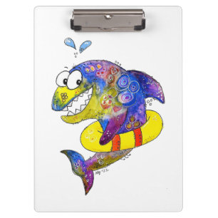 Carpeta De Pinza Tiburón caprichoso y colorido lindo en flotador