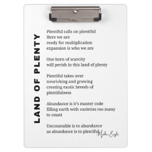 Carpeta De Pinza Tierra de abundancia poema de aliento poster de po