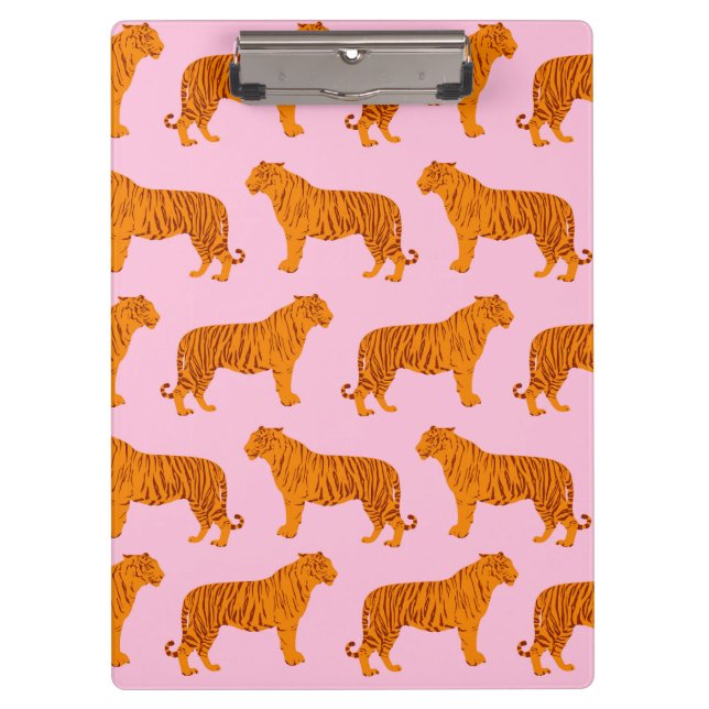 Carpeta De Pinza Tigre animal rosa rosa moderno (Anverso)