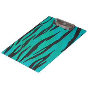 Carpeta De Pinza Tigre negro e impresión Verde azulada