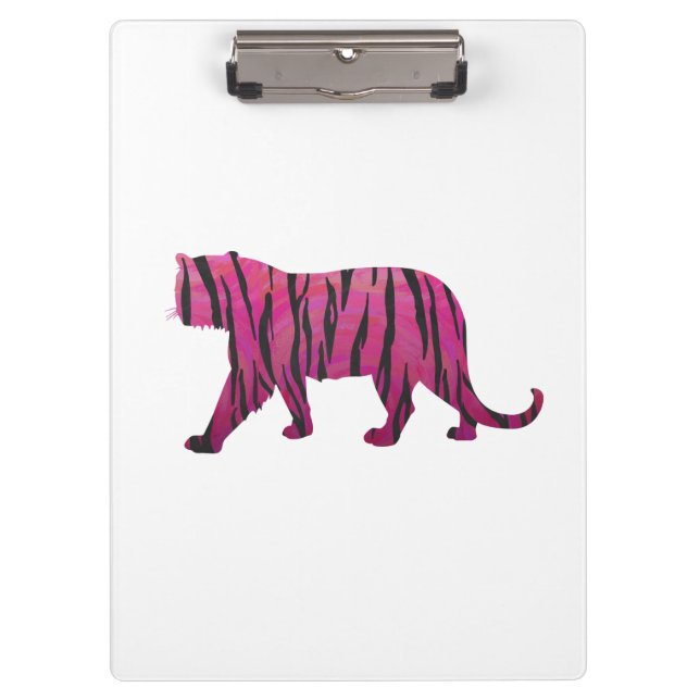 Carpeta De Pinza Tigre negro y rosado caliente de silueta (Anverso)