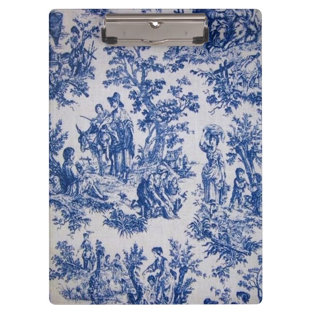 Carpeta De Pinza Tile de jouy azul y blanco elegante (Anverso)
