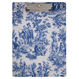 Carpeta De Pinza Tile de jouy azul y blanco elegante