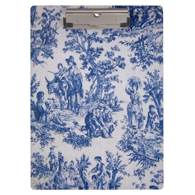 Carpeta De Pinza Tile de jouy azul y blanco elegante (Anverso)