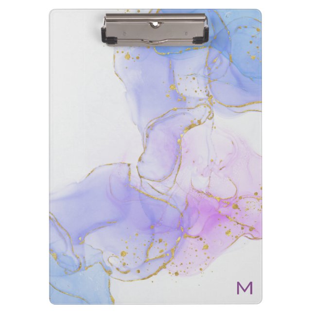 Carpeta De Pinza Tinta de alcohol rosa, púrpura y azul (Anverso)