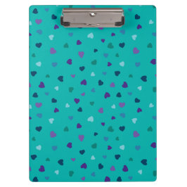 Carpeta De Pinza Tiny Hearts, Purple, Teal, Blue on Turquoise