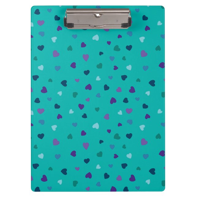 Carpeta De Pinza Tiny Hearts, Purple, Teal, Blue on Turquoise (Anverso)